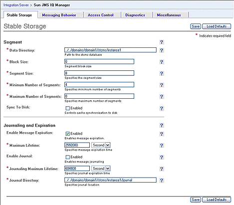 Screen capture of Stable Storage page.