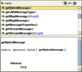 Screen capture showing the Java Method Browser
dialog.
