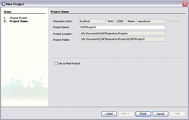 Screen capture of New Project wizard, Step 2.