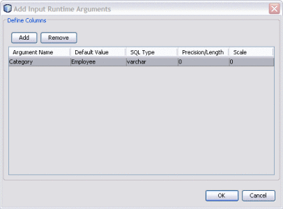 Figure shows the Add Input Runtime Arguments window.