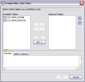Figure shows the Create New Join View dialog box.