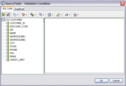 Figure shows the Source Table – Validation Condition
window.