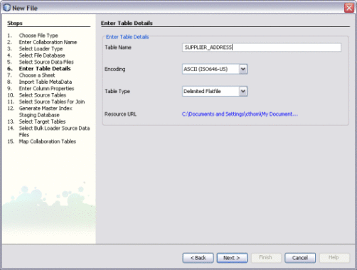 Figure shows the Enter Table Details window of the Data
Integrator Wizard.