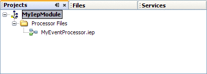 Screen capture of an IEP Module project that has one
event processor.