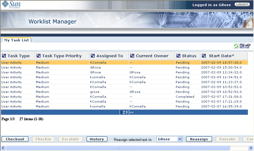 Figure shows the Worklist Manager user interface.