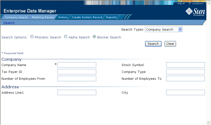 Figure shows a sample blocker search page.