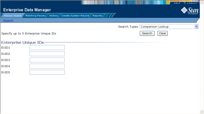 Figure shows the Comparison Lookup page.