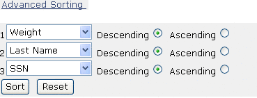 Figure shows the sorting options for a report.