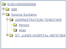 Graphic shows a patient profile in the tree structure
view.