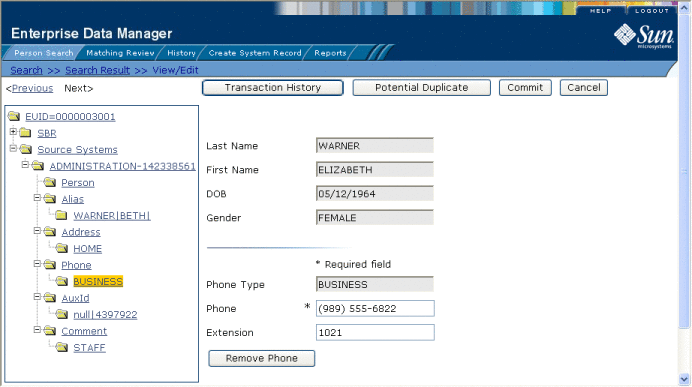 Figure shows the Phone view of the View/Edit page.