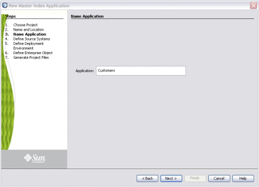 Figure shows the window of the wizard where you
name the application.