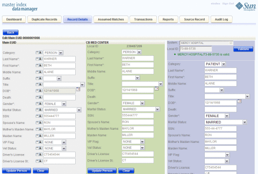 Figure shows adding a source record on the Record Details
page.