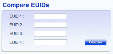 Figure shows the Compare EUIDs box on the Dashboard,
where you can enter multiple EUIDs for a search.
