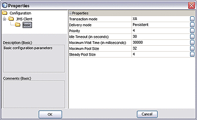 Screen capture of Basic Configuration Properties
dialog for JMS Producer.