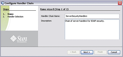 Screen capture of Configure Handler Chain wizard
Name dialog.