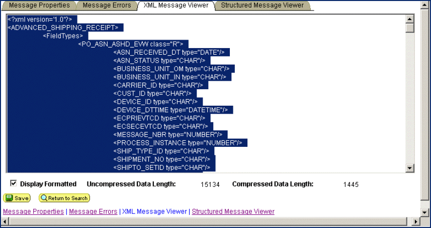 XML Message Viewer Tab