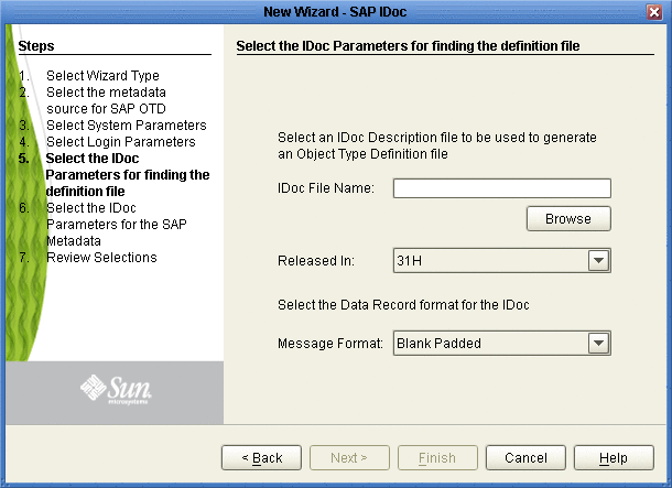 IDoc Wizard—Definition File Parameters