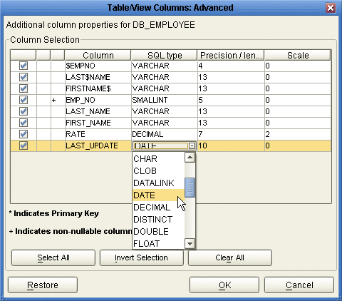 Table/View Columns—Advanced