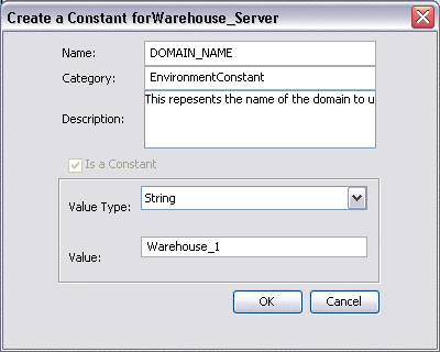 Image of the Create Environmental Constant dialog
box, described in content