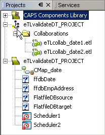 Result of importing: Separate projects for Data
Integrator and CAPS