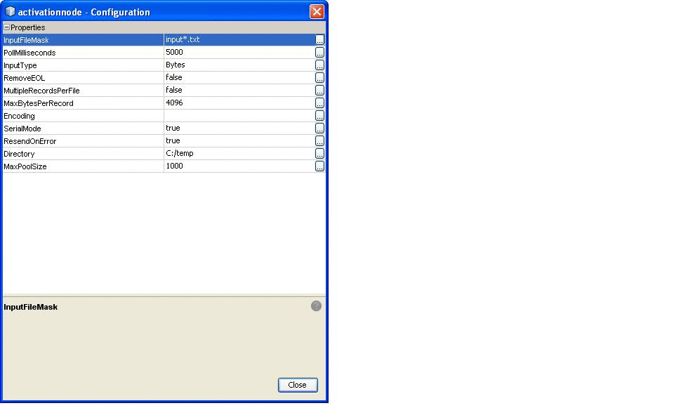 Edit JCA Configuration Parameters Second Box