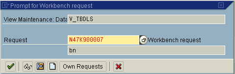 Change Request entry window