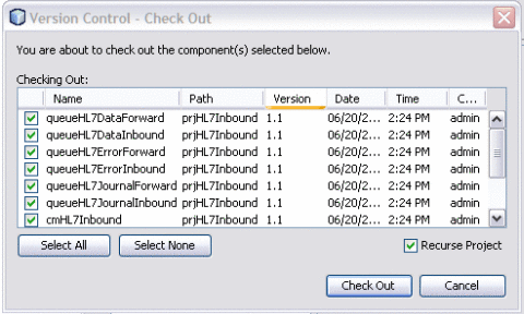 Version Control Check Out Dialog box