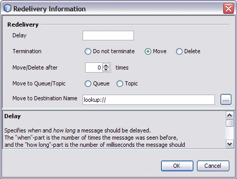 Screen capture of the Redelivery Information dialog box.