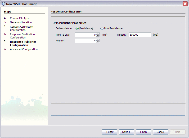 Screen capture of the Response Publisher Configuration
step.