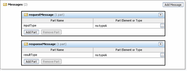 Image shows the configuration boxes for two messages