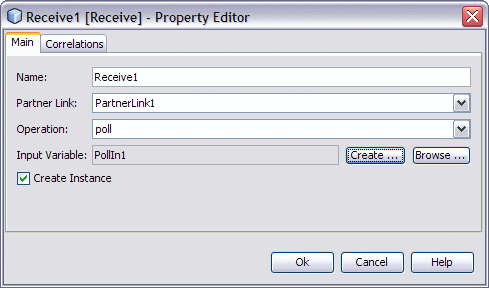Receive Activity Property Editor