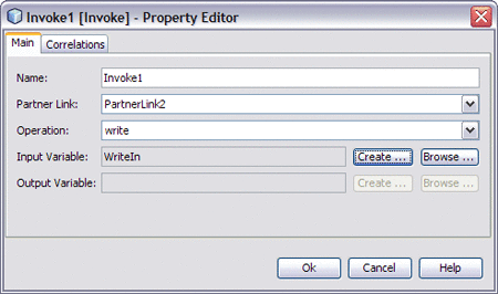 Image shows the Invoke1 Property Editor