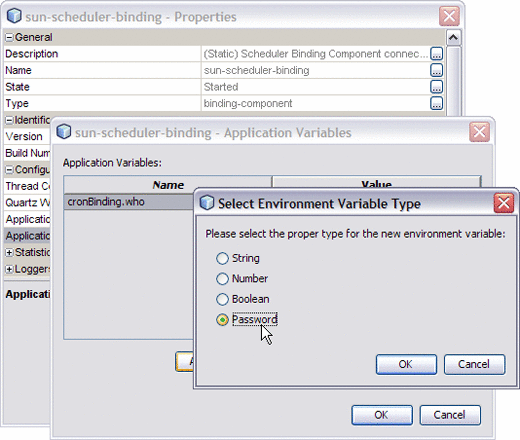 Image shows the Scheduler runtime properties editor as
described in context