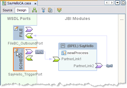 Image shows the cloned Scheduler port in the CASA Editor