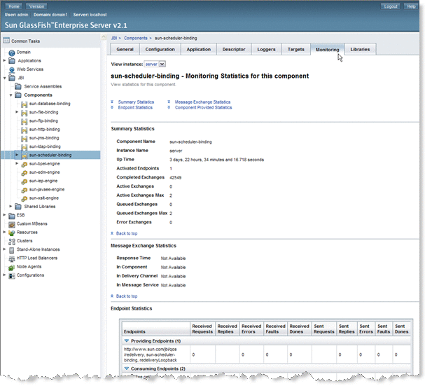 Image shows the Admin Console Monitoring Window as described
in context