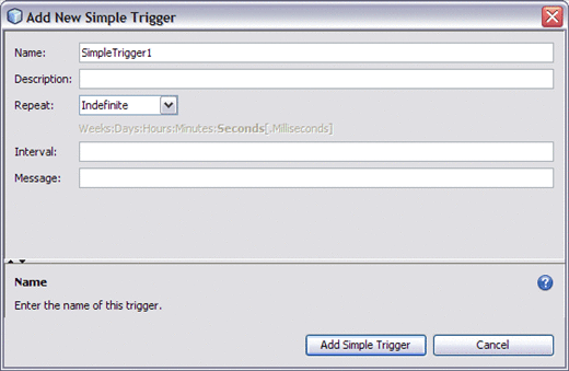 Image shows the New Simple Triggers Editor as described
in context