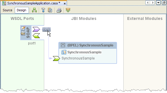 Graphic shows the QOS icon in the CASA Editor, as described
in context.