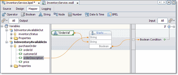 Graphic shows the BPEL Mapper as described in context.