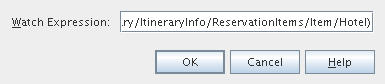 Image shows the Watch Expression field used to set a
breakpoint in the source