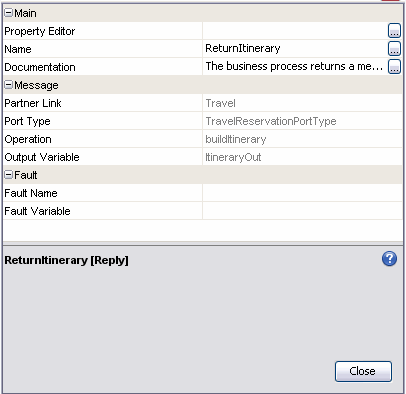 Reply Properties Window