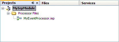 Screen capture of an IEP Module project that
has one event processor.