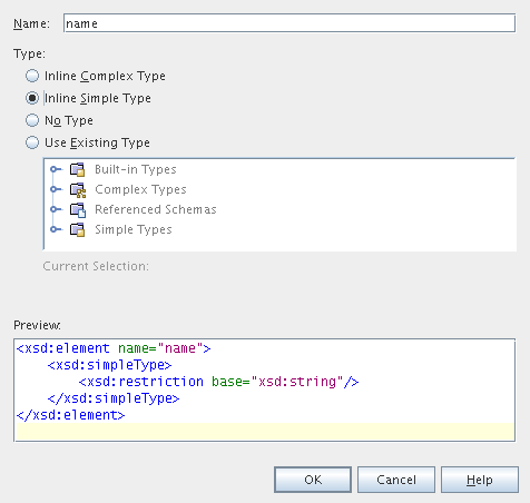 New Schema Element Dialog