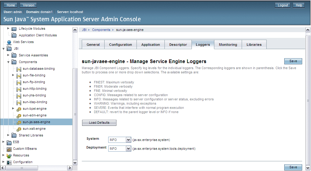 Java EE Service Engine Loggers