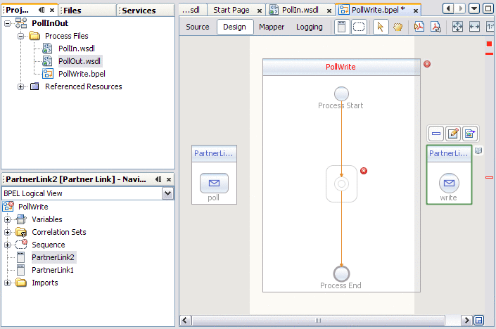 Adding PartnerLink2 to the BPEL