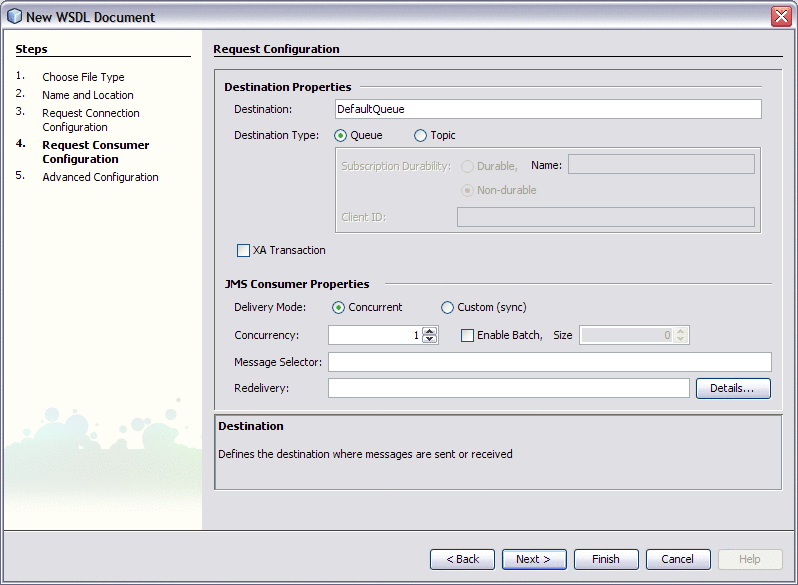 Screen capture of the Request Consumer Configuration
step.