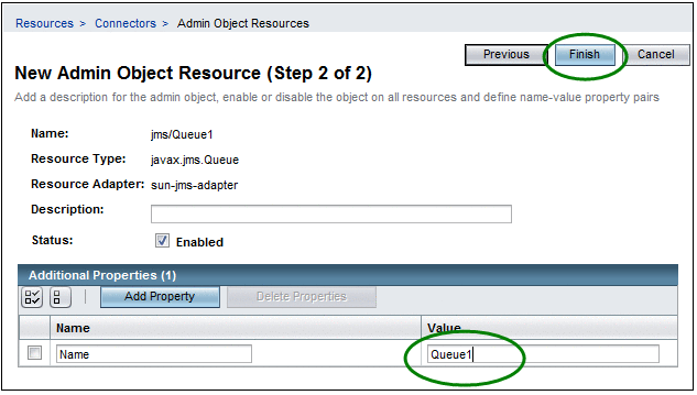 New Admin Object Resources (Step 2 of 2)