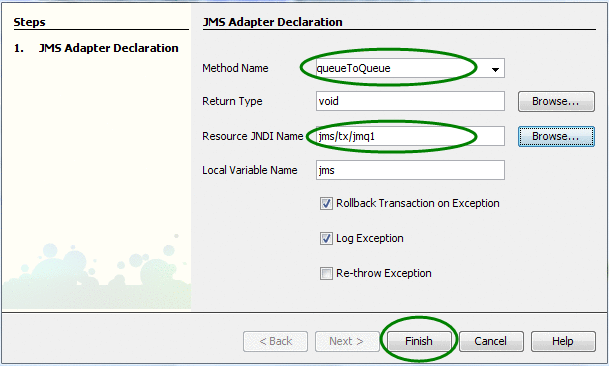 JMS Adapter Declaration