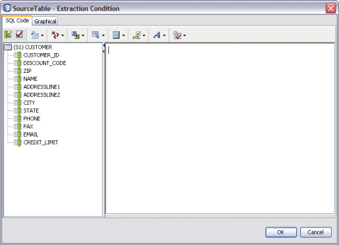 Figure shows the Source Table – Extraction
Condition window.