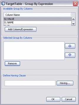 Figure shows the Group By Expression window.