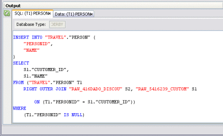 Figure shows the SQL code generated for the select
ETL component.